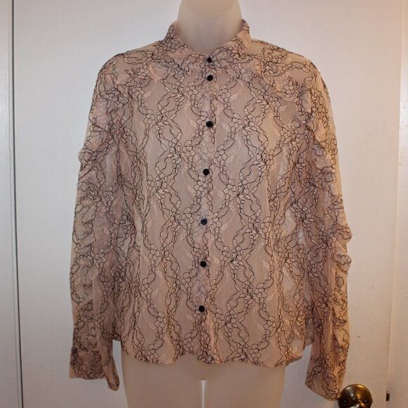 ZARA Pink FLoral Button. Down Blouse Medium - Picture 1 of 6